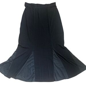 Vintage Black Maxi Skirt Sheer Sparkle Flare Y2K Flowy Whimsigoth Size M Stretch